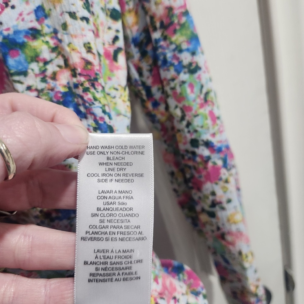 Kut From The Kloth Blouse S Colorful Abstract Floral Rayon Button Front Top - Picture 12 of 16
